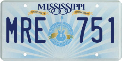 MS license plate MRE751