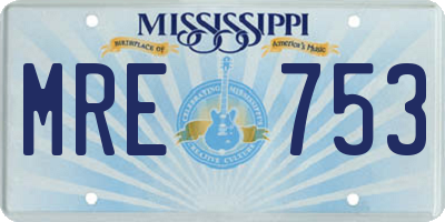 MS license plate MRE753