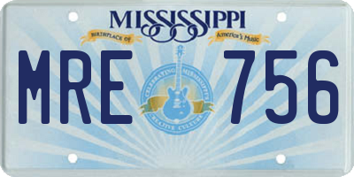 MS license plate MRE756