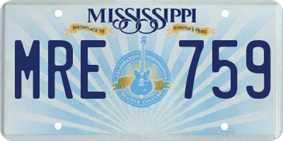 MS license plate MRE759