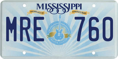 MS license plate MRE760