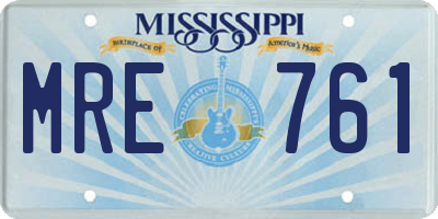MS license plate MRE761