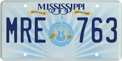 MS license plate MRE763
