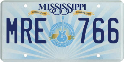MS license plate MRE766