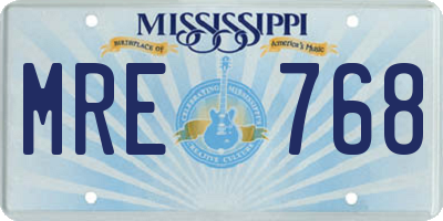 MS license plate MRE768