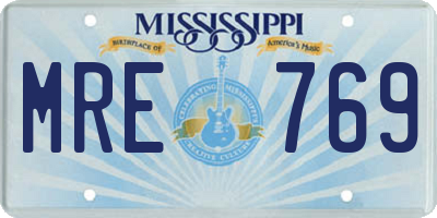 MS license plate MRE769
