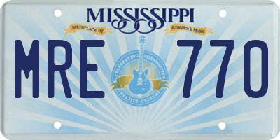 MS license plate MRE770