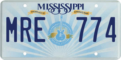 MS license plate MRE774