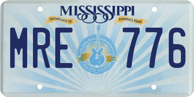 MS license plate MRE776