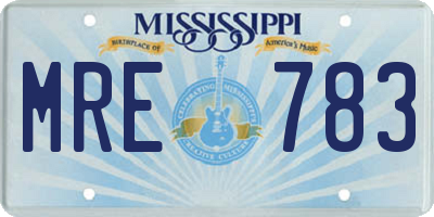 MS license plate MRE783