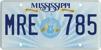 MS license plate MRE785