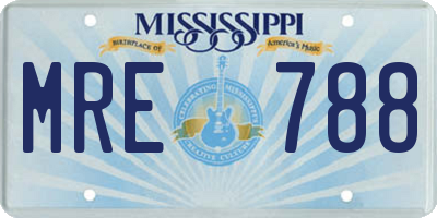 MS license plate MRE788