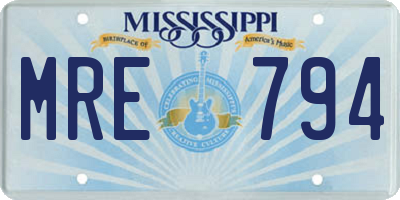 MS license plate MRE794