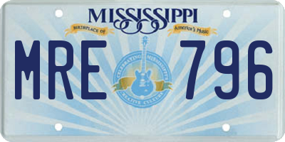 MS license plate MRE796