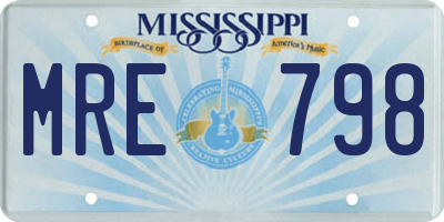 MS license plate MRE798