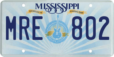 MS license plate MRE802