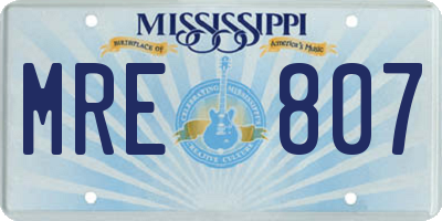 MS license plate MRE807