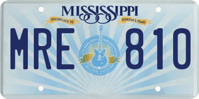 MS license plate MRE810