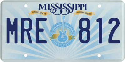 MS license plate MRE812