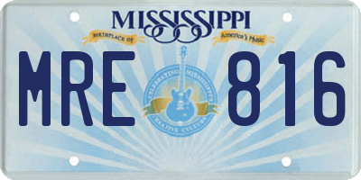 MS license plate MRE816