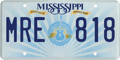 MS license plate MRE818