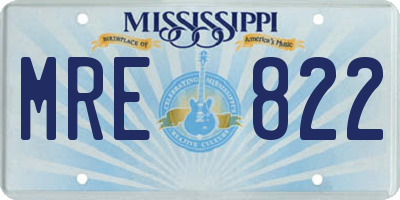 MS license plate MRE822