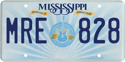 MS license plate MRE828