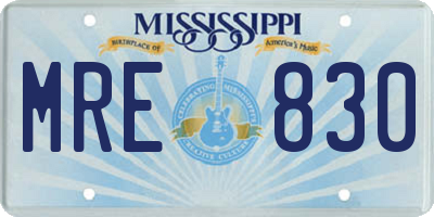 MS license plate MRE830