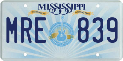 MS license plate MRE839