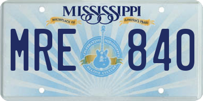 MS license plate MRE840