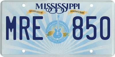 MS license plate MRE850