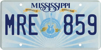 MS license plate MRE859