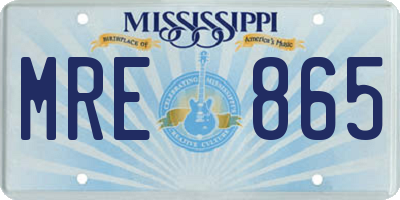 MS license plate MRE865