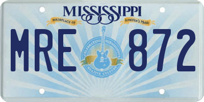 MS license plate MRE872
