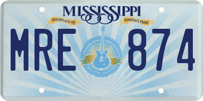 MS license plate MRE874