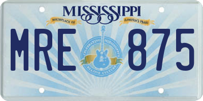 MS license plate MRE875