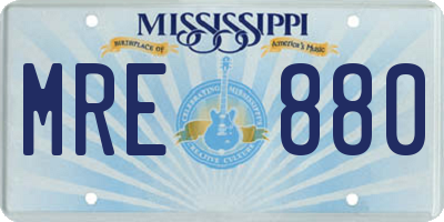 MS license plate MRE880