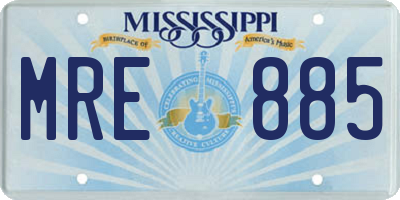 MS license plate MRE885