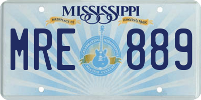MS license plate MRE889