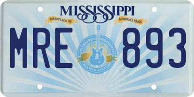MS license plate MRE893
