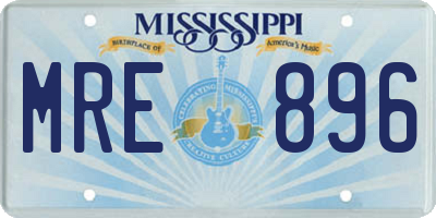 MS license plate MRE896