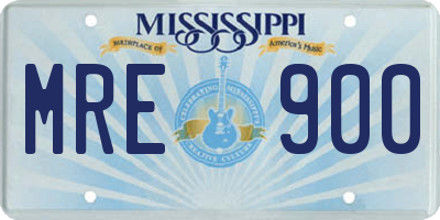 MS license plate MRE900