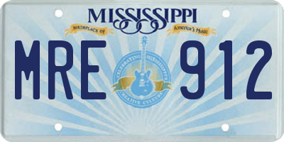 MS license plate MRE912
