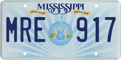 MS license plate MRE917