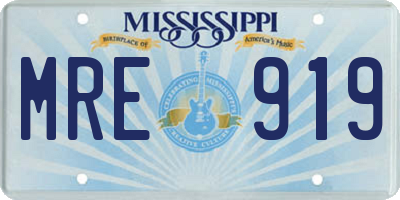 MS license plate MRE919