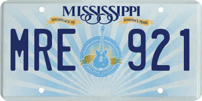MS license plate MRE921