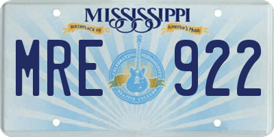 MS license plate MRE922