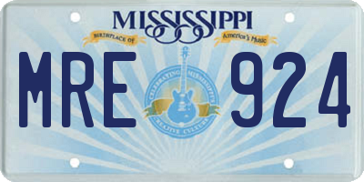 MS license plate MRE924