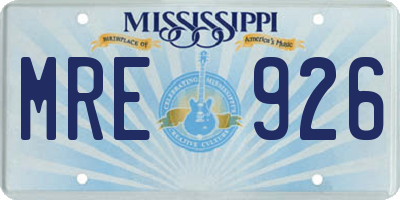 MS license plate MRE926