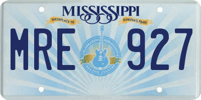 MS license plate MRE927